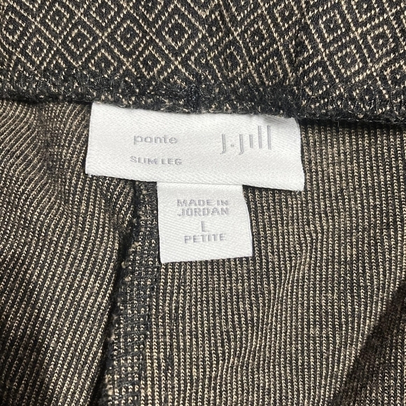 J.Jill Ponte Slim Leg Pants Black Camel Women's Large Petite LP Flat Front EUC - Picture 5 of 7